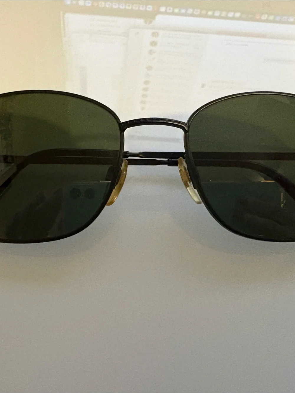 Giorgio Armani Black Metal Frame Sunglasses with Dark Green Lenses
